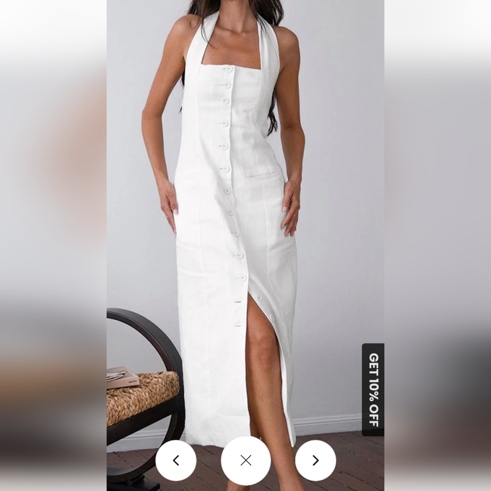Commense cotton button front midi dress